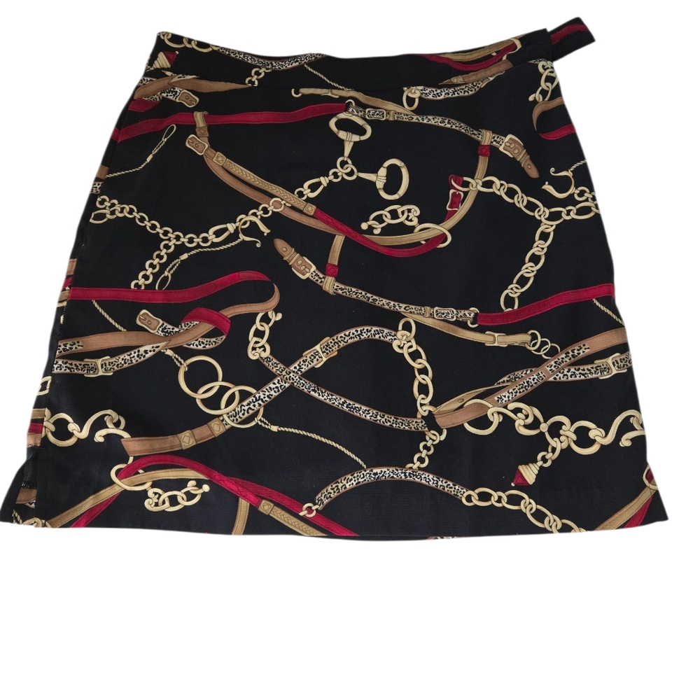 EP Pro Black Skort with Gold and Red Chain Print Size 4.
